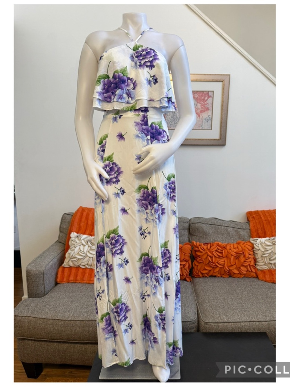 ❣️🆕Forever 21 White & Purple Floral Maxi With Cut Out Detail❣️